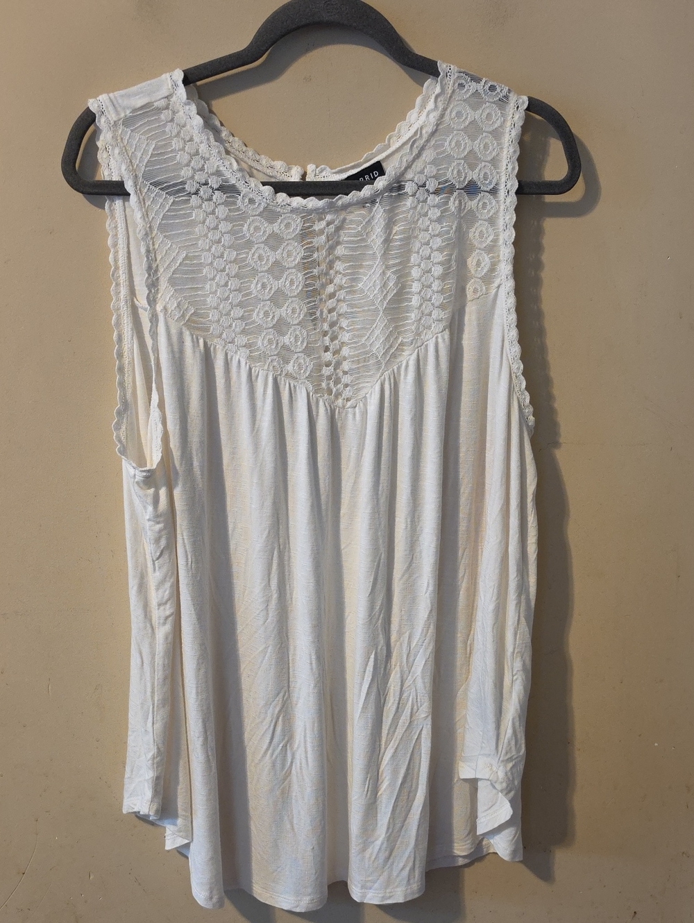 torrid White Crochet Yoke Sleeveless Tank